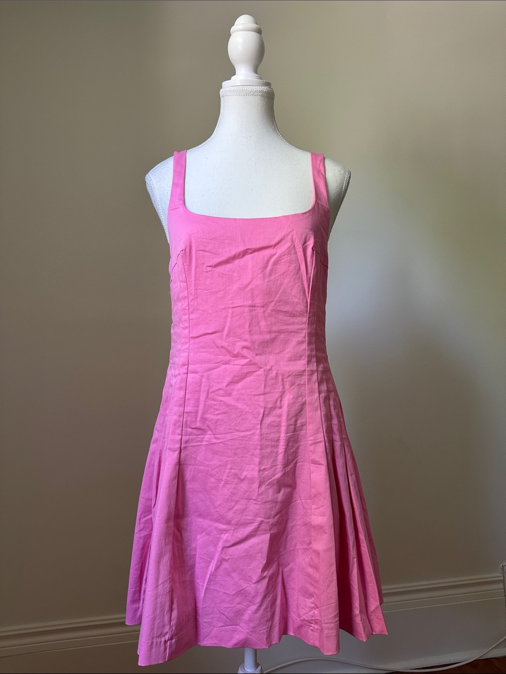 ZARA Pink Cotton Blend Pleated Preppy Coquette Party Vacation Mini Dress‎ Large